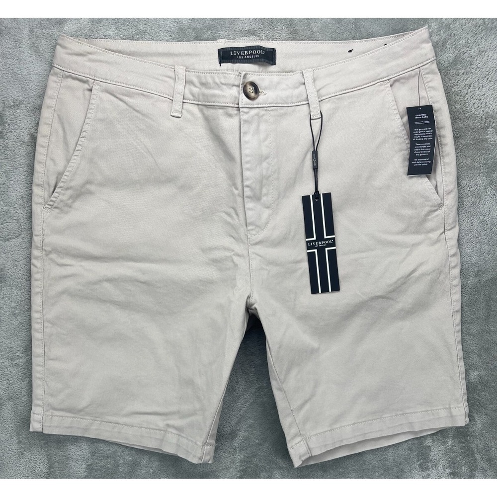 NWT Liverpool Los Angeles Mens The‎ Trouser Shorts 36 Cement Cotton Blend Chino
